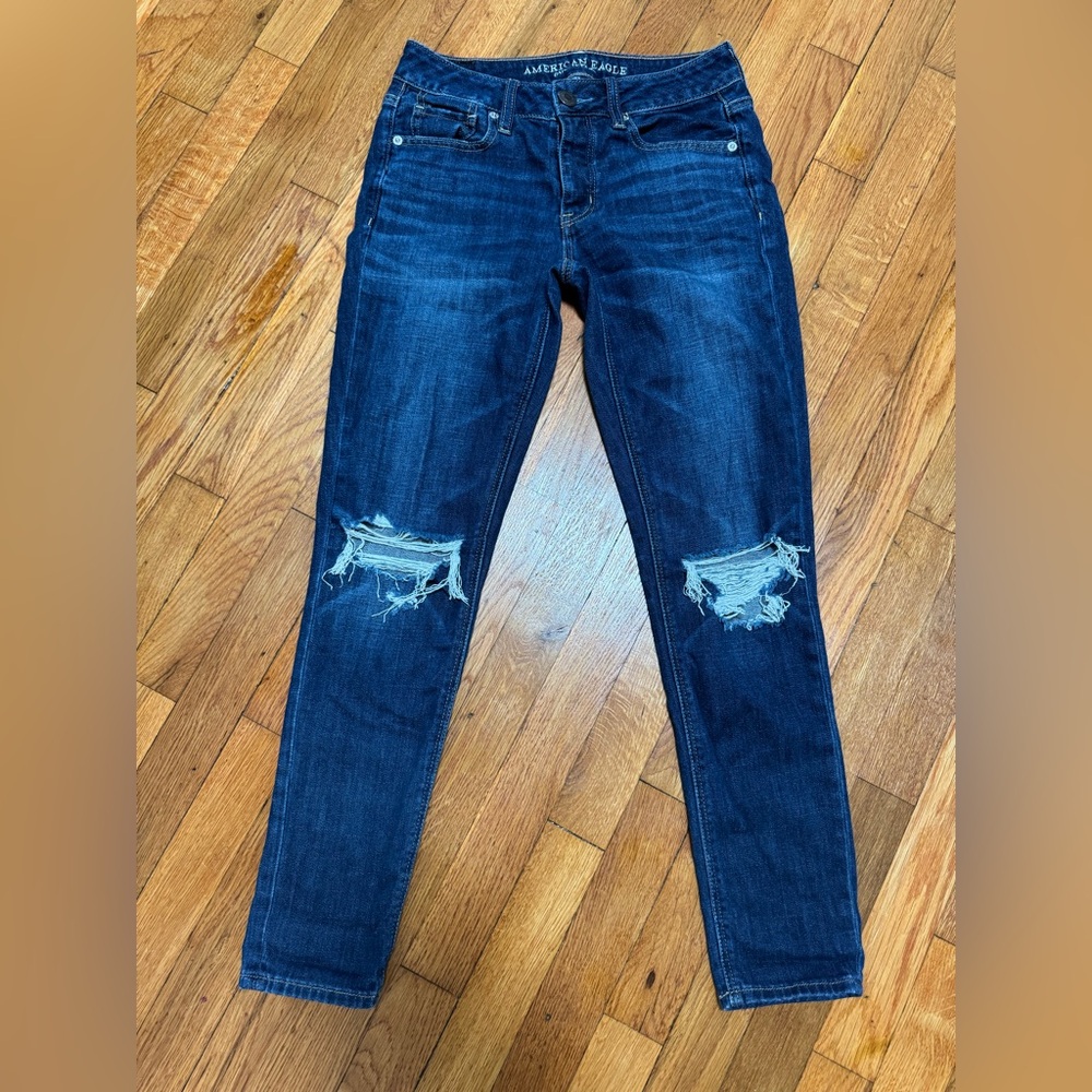 Distressed Blue Jeans